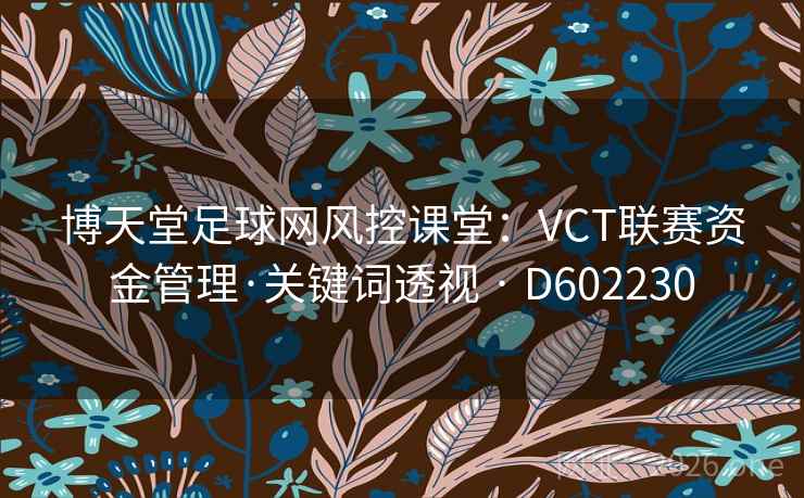 博天堂足球网风控课堂:VCT联赛资金管理·关键词透视 · D602230 第2张 博天堂足球网风控课堂:VCT联赛资金管理·关键词透视 · D602230 第2张